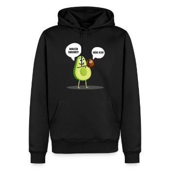 Grossesse L’ESTOMAC GROGNE J’ENTENDS ! Amusement - Sweat à capuche Premium bio Homme - noir - Devant - Nico (187cm)