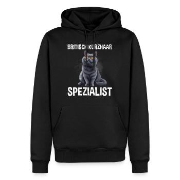 BRITISCH KURZHAAR SPEZIALIST Katzenpapa Britisch - Männer Premium Bio Hoodie - Schwarz - Vorne - Nico (187cm)