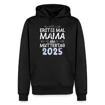 Werdende Mutter ERSTES MAL MAMA AM MUTTERTAG - Männer Premium Bio Hoodie - Schwarz - Vorne - Nico (187cm)