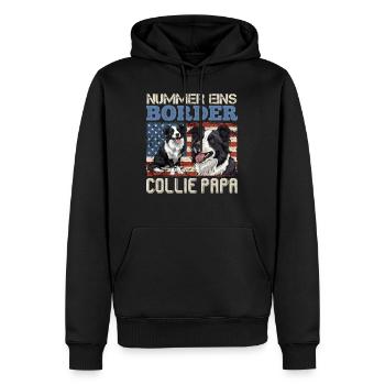Border Collie PAPA BORDER COLLIE NUMÉRO UN - Sweat à capuche Premium bio Homme - noir - Devant - Nico (187cm)