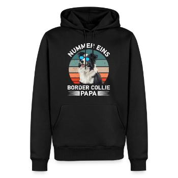 Border Collie PAPA BORDER COLLIE NUMÉRO UN - Sweat à capuche Premium bio Homme - noir - Devant - Nico (187cm)