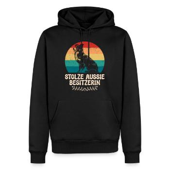 Australian Shepherd STOLZE AUSSIE BESITZERIN - Männer Premium Bio Hoodie - Schwarz - Vorne - Nico (187cm)