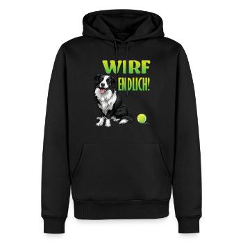 Border Collie lance ENFIN un Border Collie drôle - Sweat à capuche Premium bio Homme - noir - Devant - Nico (187cm)