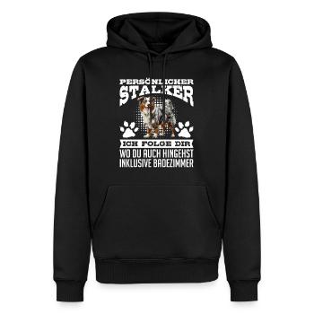 Australian Shepherd PERSONAL STALKER Funny - Men’s Premium Organic Hoodie - black - Front - Nico (187cm)