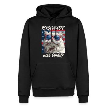 CHAT PERSAN QUOI D’AUTRE ? Chats persans cool - Sweat à capuche Premium bio Homme - noir - Devant - Nico (187cm)