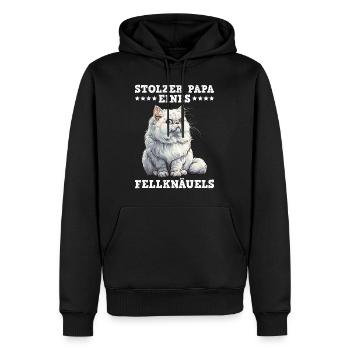 Chat Papa FIER PAPA D’UNE BOULE DE POILS Drôle - Sweat à capuche Premium bio Homme - noir - Devant - Nico (187cm)