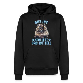 Perserkatze DAS IST KEIN FETT DAS IST FELL - Männer Premium Bio Hoodie - Schwarz - Vorne - Nico (187cm)