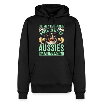 AUSSIES HAVE STAFF MOST DOGS HAVE - Men’s Premium Organic Hoodie - black - Front - Nico (187cm)