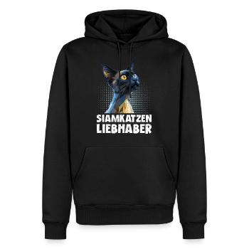 AMOUREUX DES CHATS SIAMOIS Propriétaires de chats siamois - Sweat à capuche Premium bio Homme - noir - Devant - Nico (187cm)