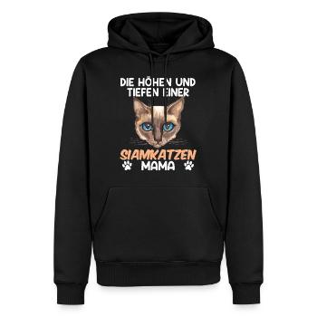 Siamkatze DIE HÖHEN UND TIEFEN EINER SIAMKATZEN - Männer Premium Bio Hoodie - Schwarz - Vorne - Nico (187cm)