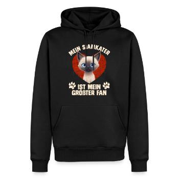 Chats siamois MON CHAT SIAMOIS EST MON PLUS GRAND FAN - Sweat à capuche Premium bio Homme - noir - Devant - Nico (187cm)