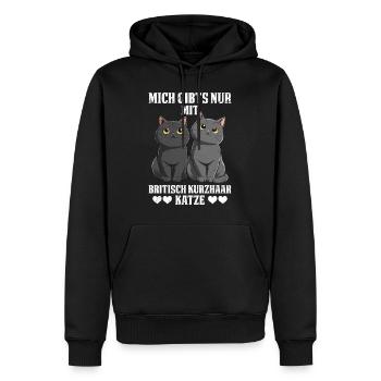 Katzenmama MICH GIBTS NUR MIT BRITISCH - Männer Premium Bio Hoodie - Schwarz - Vorne - Nico (187cm)
