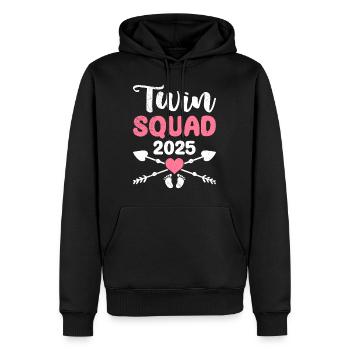 Jumeaux dans le ventre TWIN SQUAD 2025 Maman jumelle - Sweat à capuche Premium bio Homme - noir - Devant - Nico (187cm)