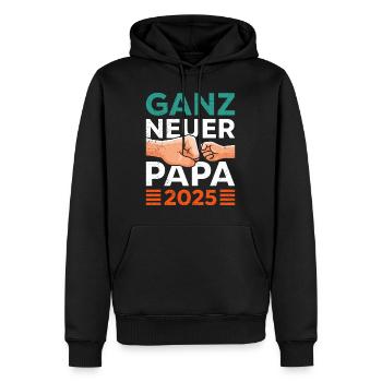Bald Papa GANZ NEUER PAPA 2025 Erster Vatertag - Männer Premium Bio Hoodie - Schwarz - Vorne - Nico (187cm)