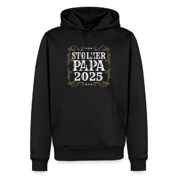 1. Vatertag STOLZER PAPA 2025 Werdender - Männer Premium Bio Hoodie - Schwarz - Vorne - Nico (187cm)