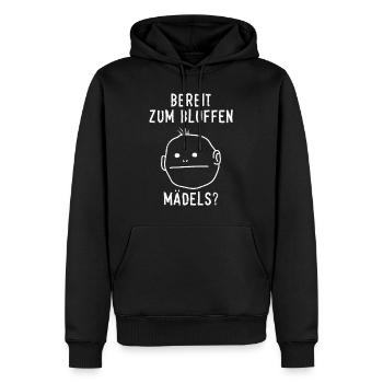 Joueur de poker PRÊT À BLUFFER, LES FILLES ? Drôle - Sweat à capuche Premium bio Homme - noir - Devant - Nico (187cm)