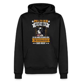 Border Collie POURSUIVANT À FOURRURE TOUJOURS DRÔLE - Sweat à capuche Premium bio Homme - noir - Devant - Nico (187cm)