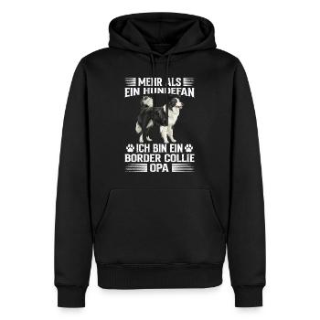 Hunde Opa MEHR ALS EIN HUNDEFAN BORDER COLLIE OPA - Männer Premium Bio Hoodie - Schwarz - Vorne - Nico (187cm)