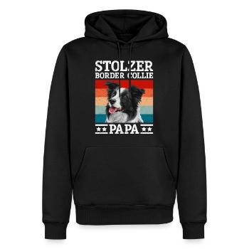 Hundepapa STOLZER BORDER COLLIE PAPA Hundebesitzer - Männer Premium Bio Hoodie - Schwarz - Vorne - Nico (187cm)