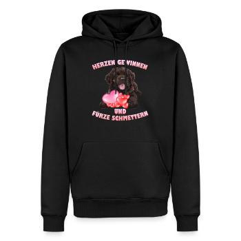 Newfie GAGNER LES CŒURS ET ÉCRASER LES PETS - Sweat à capuche Premium bio Homme - noir - Devant - Nico (187cm)