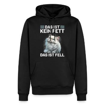 Perserkatze DAS IST KEIN FETT DAS IST FELL Lustig - Männer Premium Bio Hoodie - Schwarz - Vorne - Nico (187cm)