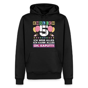 5. Geburtstag Endlich 5 Jahre Ich Weiß Alles - Männer Premium Bio Hoodie - Schwarz - Vorne - Nico (187cm)