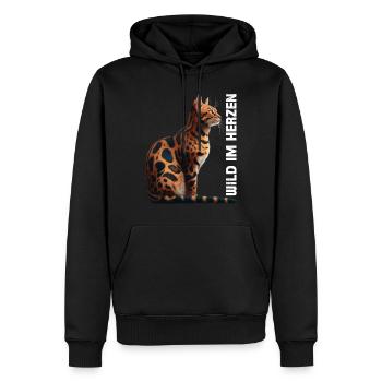 Chats du Bengale SAUVAGE DANS LE CŒUR Chats du Bengale - Sweat à capuche Premium bio Homme - noir - Devant - Nico (187cm)