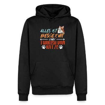 Propriétaires de chats TOUT VA MIEUX AVEC UN TURC - Sweat à capuche Premium bio Homme - noir - Devant - Nico (187cm)