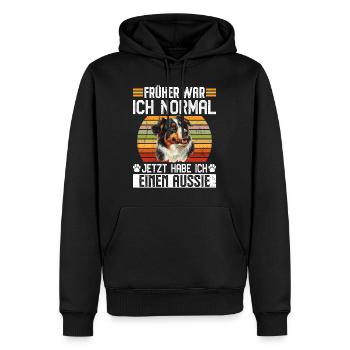 Berger australien AUTREFOIS NORMAL MAINTENANT AUSTRALIEN - Sweat à capuche Premium bio Homme - noir - Devant - Nico (187cm)