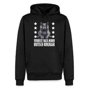 British Shorthair CRAZY ABOUT MY BRITISH - Men’s Premium Organic Hoodie - black - Front - Nico (187cm)