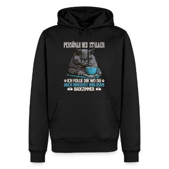 British Shorthair PERSONAL STALKER Drôle - Sweat à capuche Premium bio Homme - noir - Devant - Nico (187cm)