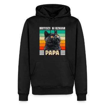 BRITISCH KURZHAAR KATZENPAPA Britisch Kurzhaar - Männer Premium Bio Hoodie - Schwarz - Vorne - Nico (187cm)