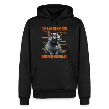 Britisch Kurzhaar DIE ANATOMIE EINER BRITISCH - Männer Premium Bio Hoodie - Schwarz - Vorne - Nico (187cm)