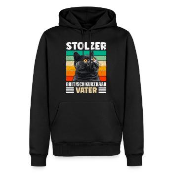 Katzenpapa STOLZER BRITISCH KURZHAAR VATER - Männer Premium Bio Hoodie - Schwarz - Vorne - Nico (187cm)
