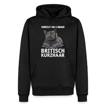 Britische Kurzhaar VERRÜCKT NACH MEINER BRITISCH - Männer Premium Bio Hoodie - Schwarz - Vorne - Nico (187cm)