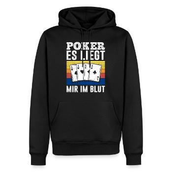 POKER ES LIEGT MIR IM BLUT Lustiges Pokerspieler - Männer Premium Bio Hoodie - Schwarz - Vorne - Nico (187cm)