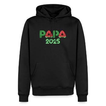 PAPA 2025 Werdender Vater Bald Papa Lustiges - Männer Premium Bio Hoodie - Schwarz - Vorne - Nico (187cm)