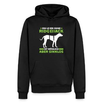 Ridgeback EIN LEBEN OHNE RIDGEBACK IST SINNLOS - Männer Premium Bio Hoodie - Schwarz - Vorne - Nico (187cm)