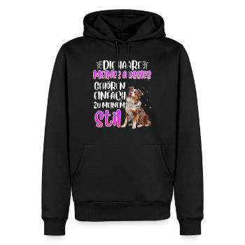 Australian Shepherd DIE HAARE MEINES AUSSIES - Männer Premium Bio Hoodie - Schwarz - Vorne - Nico (187cm)