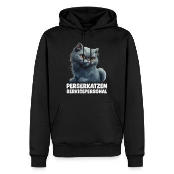 CHAT PERSAN SERVICE STAFF Drôle de chat persan - Sweat à capuche Premium bio Homme - noir - Devant - Nico (187cm)