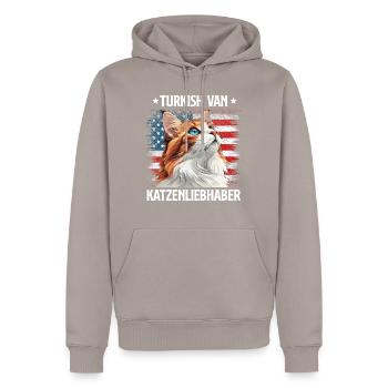 TURKISH VAN KATZENLIEBHABER USA Katzenpapa - Männer Premium Bio Hoodie - Taupe - Vorne - Nico (187cm)