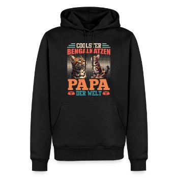 Bengal PAPA CHAT BENGAL LE PLUS COOL DU MONDE - Sweat à capuche Premium bio Homme - noir - Devant - Nico (187cm)