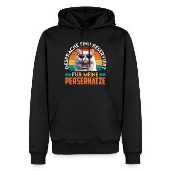 Chats Persans LES CONVERSATIONS SONT RÉSERVÉES À MON - Sweat à capuche Premium bio Homme - noir - Devant - Nico (187cm)