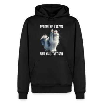 LES CHATS PERSANS SONT MIAOU-TASTIQUE Drôle - Sweat à capuche Premium bio Homme - noir - Devant - Nico (187cm)