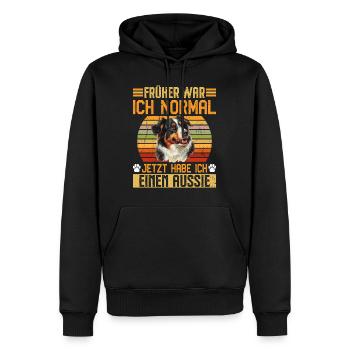 Berger australien AUTREFOIS NORMAL MAINTENANT AUSTRALIEN - Sweat à capuche Premium bio Homme - noir - Devant - Nico (187cm)
