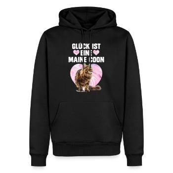 Maine Coon Liebhaber GLÜCK IST EINE MAINE COON - Männer Premium Bio Hoodie - Schwarz - Vorne - Nico (187cm)