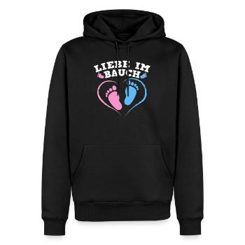 Pregnant LOVE IN THE BELLY Future Mom - Men’s Premium Organic Hoodie - black - Front - Nico (187cm)