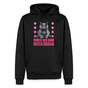 Britisch Kurzhaar VERRÜCKT NACH MEINER BRITSCH - Männer Premium Bio Hoodie - Schwarz - Vorne - Nico (187cm)
