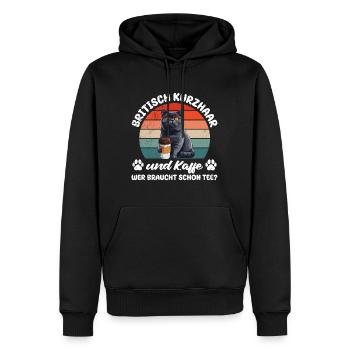 Kaffeetrinker Katzenbesitzer Britisch Kurzhaar - Männer Premium Bio Hoodie - Schwarz - Vorne - Nico (187cm)