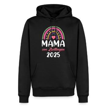 MAMAN DE JUMEAUX 2025 Femme jumelle enceinte - Sweat à capuche Premium bio Homme - noir - Devant - Nico (187cm)